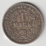 DEUTSCHES REICH 1906 J: 1 Mark, Silver, KM 14 - 1 Mark