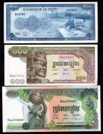 CAMBODGE - LOT - 2x100 - 500 Riels - 1956 - 1972 - 1975 - AUNC/pr Neuf - Cambogia