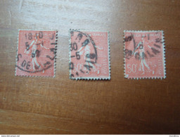 3 Timbres Semeuse Lignée Pas-de-Calais. 50 C. - 1903-60 Säerin, Untergrund Schraffiert