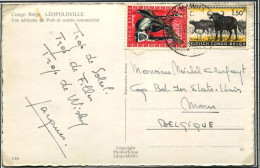 Congo Kamina Base Militaire 1 Oblit. Keach 14B(C)1 Sur C.0.B. 355+356 Sur Carte Postale Vers Mons - Cartas & Documentos