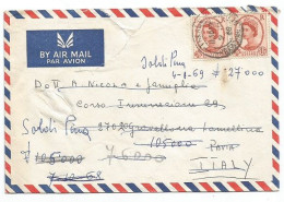 UK Britain Airmail Cover Theale 9jan1968 To Italy With Wilding P.4.5 X2pcs - Briefe U. Dokumente