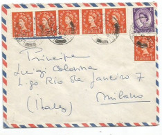 UK Britain Airmail Cover London 5jan1961 To Italy With D0.5 X6pcs + D.3 - Marcofilie