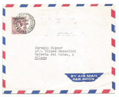 UK Britain Tangier Morocco Br.Post Office AirmailCV 13jan1955 To Italy With Overprinted QE2 D6 Solo Franking - Emissione Locali