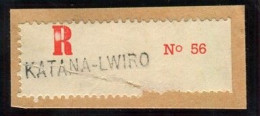 Congo Katana-Lwiro Etiquette De Recommandé Type 2Ae/R/B (petite Griffe Majuscule) Dent. 10 3/4 ( ND Bord Droit ) - Covers & Documents