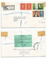 Uk Britain Reg.CV 5feb1966 To Italy With 1S3 P.Office Tower + 1S3 Burns BOTH Phosphor Bands + 2 Regular + Customs Label - Briefe U. Dokumente