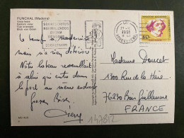 CP Pour La FRANCE TP CABO BRANCO 60 OBL.MEC.21 X 1991 FUNCHAL + FACTEUR - Cartas & Documentos