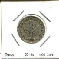 50 MILS 1955 CHIPRE CYPRUS Moneda #AS458.E.A - Chypre