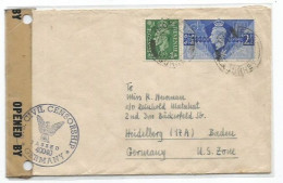 Uk Britain Censored CV  Lingfield 6sep1946 To Germany US Zone With Victory 2.5 + Regular Half Penny - Storia Postale