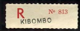 Congo Kibombo Etiquette De Recommandé Type 2Ad/Rfcé/M (petite Griffe Majuscule) Dent. 6 3/4 - Storia Postale