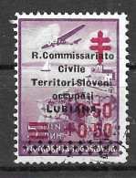 SLOVENIA - LUBIANA - 1941 - OCCUPAZIONE ITALIANA - POSTA AEREA - 0,50+0,50/5 DIN- USATO (YVERT AV 11- SS PA 35) - Slovenia
