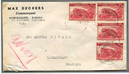 Congo Kibombo Oblit. Keach 8A1-Dmyt Sur C.O.B. 241 (x4) Sur Lettre Vers Lodelinsart Via Kindu-Port Empain Le 13/09/1945 - Covers & Documents