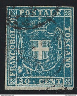 1860 TOSCANA, N° 20 20 Cent. Azzurro USATO - Toscane