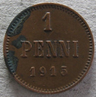 Finlande. 1 Penni 1915. Nicolas II. En Cuivre, KM# 13 . TTB - Finland