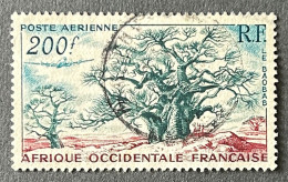 FRAWAPA020U - Airmail - Local Views - Baobab Trees With Aircraft - 200 F Used Stamp - AOF - 1954 - Usati