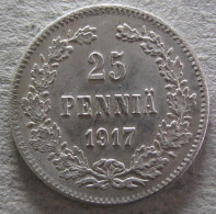 Finlande 25 Pennia 1917 S Nicholas II, En Argent. KM# 6, Unc - Neuve - Finlandia