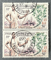 FRAWAPA026Ux2v2 - Airmail - Centenary Of Dakar - Peanut Production - Pair Of 50 F Used Stamps - AOF - 1958 - Oblitérés