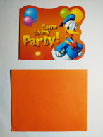 Carte + Enveloppe DISNEY Come To My PARTY !  9,5 X 12 Cm (enveloppe) - Autres & Non Classés