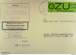 DDR Dienst/ZKD Orts-Brief Mit ZU-Streifen 65 Pf Grün Und Kastenst. KREISGERICHT (STADT) 89 GÖRLITZ Vom 15.12.66 Knr: E2x - Covers & Documents