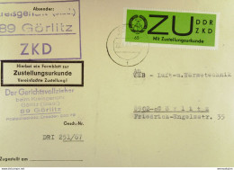 DDR Dienst/ZKD Orts-Brief Mit ZU-Streifen 65 Pf Grün Und Kastenst. KREISGERICHT (STADT) 89 GÖRLITZ Vom 22.5.67 Knr: E2x - Storia Postale