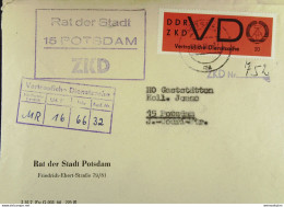 DDR: ZKD-Orts-Brief Mit Roter VD-Mke Und Kasten-Stpl. RAT DER STADT 15 POTSDAM An HOG Potsdam 23.4.66 Knr: D 3y - Cartas & Documentos