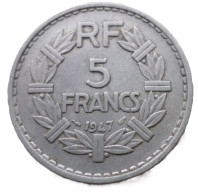 FRANCE.... 5 Francs Lavrillier -année 1947    Pièce Non Nettoyée - Et Patinée (voir Images) - 5 Francs