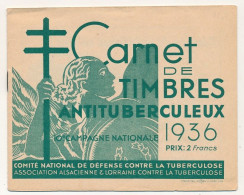 Carnet Anti-tuberculeux 1936 Association Alsacienne Lorraine Contre La Tuberculose - Bilingue - 20 Timbres 10cts / 2F - Blocks Und Markenheftchen