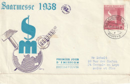 TIMBRE DE LA SARRE 1958 Sur Fragment D'enveloppe - 1948-1960