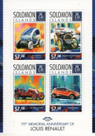 Solomon Islands 2014 -70e Anniversaire De Louis Renault -Twizy-Type A-Grand Prix-Captur -4v Sheet Neuf/Mint/MNH - Autos