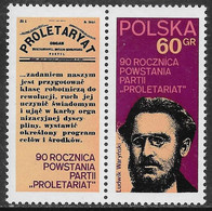 POLONIA - 90º ANIVERSARIO PARTIDO PROLETARIADO - AÑO 1972 - CATALOGO YVERT Nº 2016 - NUEVOS - Ongebruikt