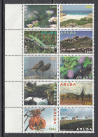 2013 Aruba Nature Photography Wildlife Fauna Birds Owls Donkeys  Complete Block Of 10 MNH - Curaçao, Antille Olandesi, Aruba