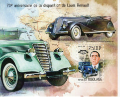 Togolaise 2014 -70e Anniversaire De Louis Renault -Nervastella Grand Sport -Juvaquatre - Monasix -1v Sheet Neuf/Mint/MNH - Autos