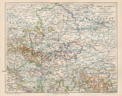 1890 Germany, Saxony Province, Sachsen, Carta Geografica Antica, Old Map, Carte Géographique Ancienne - Carte Geographique