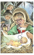 Vierge Couvre L'Enfant Jésus, Bergers Et Lanterne Par Guardia - Jungfräuliche Marie Und Madona