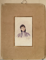 Aquarelle.- "Jeune Femme En Buste". Modèle Lysie. Signée B.F.  Atelier B. Flournoy Genève 1896. - Wasserfarben