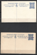 TRANVACORE-COCHIN. 2 Cartes Pré-timbrées. Eléphant. - Olifanten