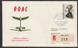 1966, BOAC, Erstflug, Liechtenstein - Lusaka Zambia - Air Post