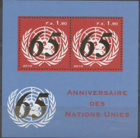 Nations Unies  United Nations  Soixante Cinquième  Anniversaire De L' O.N.U 2010 XXX. - Blocs-feuillets
