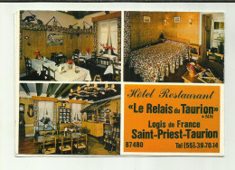 87 . SAINT PRIEST TAURION . HOTEL RESTAURANT " LE RELAIS DU TAURION " LOGIS DE FRANCE . CARTE DOUBLE - Saint Priest Taurion