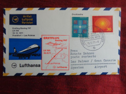 1971 - FDC/COVER - GERMANY, ERSTFLUG BOEING 747 LH 194, LUFTHANSA, FRANKFURT-LAS PALMAS - Collections (sans Albums)