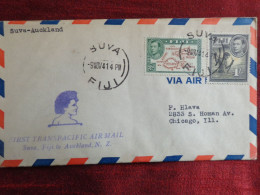 1941 - FDC/COVER - FIJI, FIRST TRANSPACIFIC AIR MAIL SUVA, FIJI TO AUCKLAND, N.Z. - Collections (sans Albums)