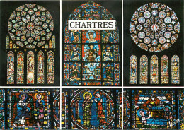 Art - Vitraux Religieux - Chartres - Cathédrale Notre-Dame - Multivues - Carte Neuve - CPM - Voir Scans Recto-Verso - Gemälde, Glasmalereien & Statuen