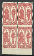 Turkey; 1940 100th Anniv. Of The Post 6 K. "Partially Imperf." ERROR MNH** (Block Of 4) - Unused Stamps