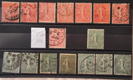 France 1903 - Semeuse Lignée - N° 129-129a-130 - Lot De 16 Timbres - 1903-60 Säerin, Untergrund Schraffiert