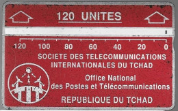 CARTE HOLOGRAPHIQUE-TCHAD-120U-ROUGE/GRENAT FONCE-V° N° En Bas A Droite Inversé-611C70683-Utilisé-BE - Chad