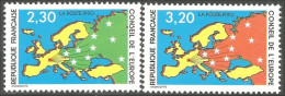 330 France Yv 104-105 Conseil Europe European Council Carte Europe Map MNH ** Neuf SC (17b) - Geography