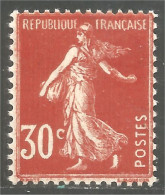 329 France Yv 160 Semeuse Fond Plein 30c Rouge MH * Neuf (653) - Unused Stamps