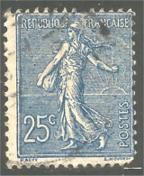 329 France Yv 131 Semeuse Lignée 25c Bleu (384a) - 1903-60 Sower - Ligned