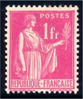329 France 369* Paix 1fr Rose TB (209) - 1932-39 Paix
