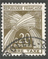 330 France Yv 92 Taxe 20c Brun-olive 1960 Gerbes Blé Wheat Sheaf (173) - 1960-.... Oblitérés