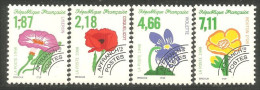 330 France Yv 240-243 Coquelicot Poppy Violette Violet Bouton D'or Bouton D'or Préoblitéré Precancel MNH ** Neuf SC (99) - Bäume